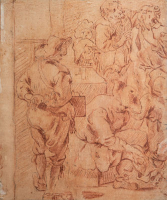 המעגל הקרוב לז'אן-אנטואן וואטו (Jean-Antoine Watteau 1684-1721), רישום דו צדדי - ריקוד/ עקירת שן. 