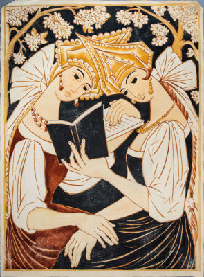 נטליה גונצ'רובה (Nathalie Gontcharova 1881-1962), L’espagnole. אקוורל על נייר 
1918/20 בקירוב 