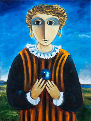 יוסל ברגנר, ילדה. שמן על בד 
חתום (שמאל למטה), חתום שנית, נושא כותרת וכיתוב (מאוחר). 
40X30 ס"מ 