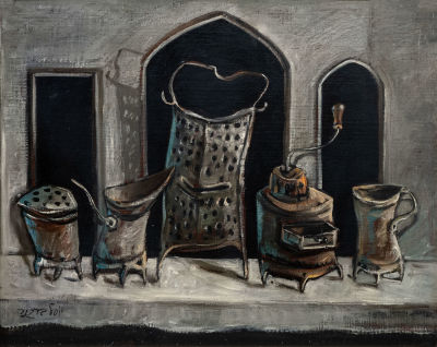 יוסל ברגנר, פומפיות. שמן על בד 
1970 בקירוב 
חתום (שמאל למטה). 
41X51 ס"מ 
מצב: לפירוט 