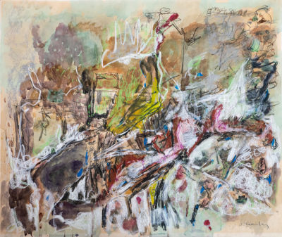 אביגדור סטמצקי, מופשט. צבעי פנדה, גיר ועפרון על נייר 
1964-68 
חתום (ימין למטה). 
81x70 