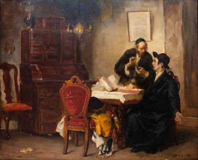 מוצרט רוטמן, לימוד תורה. שמן על בד 
חתום (ימין למטה). 
57.5X47.5 ס"מ מצב: לפירוט מצב מלא, אנא 