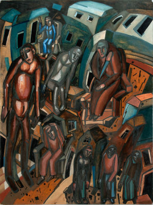 מיוחס לפאבל פילונוב ( 1883-1941Pavel Nikolaevitch Filonov), "Those Who Have Nothing to Lose". שמן 