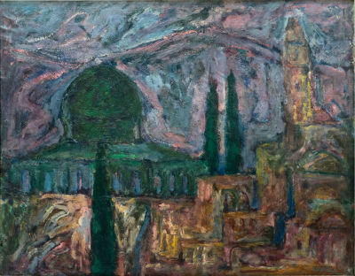 בצלאל שץ (1912-1983), ירושלים. שמן על בד 
חתום (ימין למטה). 
80X63 ס"מ 
מקור: עזבון בוריס שץ. 