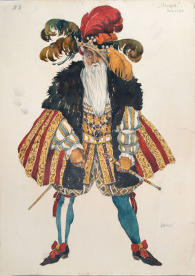 לאון בקסט (1866 - 1924), עיצוב תלבושת לאופרה "La Legend De Joseph ". אקוורל, גואש ועפרון על נייר 