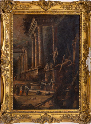 אנטוניו פייטרו זוצ'י (Antonio Pietro Zucchi 1726-1795), קפריציו. שמן על בד 
79.8X58.2 ס"מ מצב: 