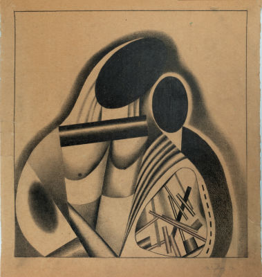 ניקולאי סואטין (Alexey Suetin 1926-2001), קומפוזיציה קוביסטית. עפרון על נייר עבה 
1927
52.5X51.3 