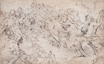 אסכולה איטלקית, מאות ה-15/16, "סיר הבשר". דיו על נייר 
25.5X40.5 ס"מ 
"וַיֹּאמְרוּ אֲלֵהֶם 