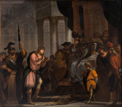 ארנולד הוברקן (Arnold Houbraken 1660-1719), יוסף מפרש את חלום פרעה. שמן על בד 
40X46 ס"מ 
מקור: 