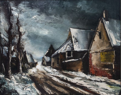 מוריס ולאמנק (Maurice De Vlaminck 1876-1958), Rue De Village. שמן על בד 
65X81 ס"מ 
חתום (שמאל 