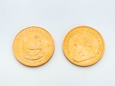 שני קרוגרנטים 2016, דרום אפריקה, אונקיה אחת. ניקיון: .9167 
עובי: 2.84 מ"מ, קוטר: 32.8 מ"מ 