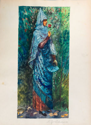 נטליה גונצ'רובה (Natalia Goncharova 1881-1962), Les Espagnole a la Rose. אקוורל על נייר 
1925-6 