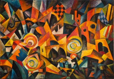 אלכסנדרה אקסטר ( 1882-1949 Alexandra Exter), ונציה. שמן על בד 
1923-4 בקירוב 
חתום (ימין למטה). 