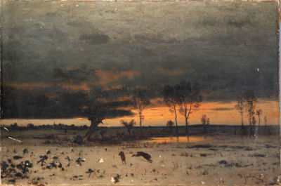 יוליוס יולביץ' קלבר (Yuliy Yulevich Julius Klever 1850-1924), שקיעה . שמן על בד 
חתום ומתוארך 