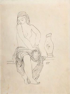 בלה קדר, עירום אישה. דיו על נייר 
חתום (ימין למטה). 
28X20 ס"מ 
מצב: לפירוט מצב, אנא לשלוח מייל ל 