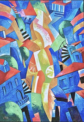 Alexandra Exter (1882-1949), Composition "Venice". A rare artwork by the painter Alexandra Exter 