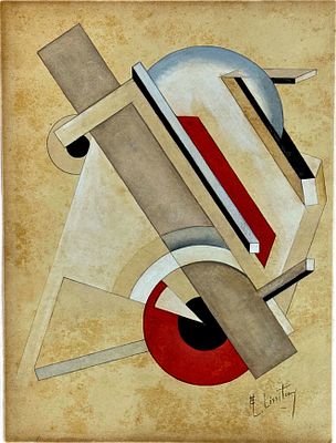 Lazar (El) Lissitzky (1890 - 1941) Abstract. Gouache and pencil on paper 
Signed (lower right) 