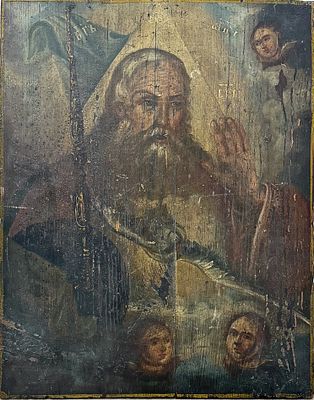 Wooden Icon, Handcrafted, Russia, 18th Century. Dimensions: 54 x 42 cm 
Provenance: Private 