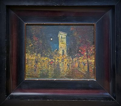Konstantin Korovin (1861–1939), Arc de Triomphe France. Oil on Wood 
Signed: (bottom left) 