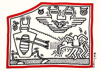 Keith Haring (1958-1990), approved by the estate. Ink on paper 
Signed and dated 1984 (bottom 