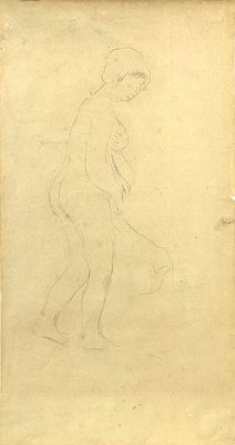 Pierre-Auguste Renoir (1841-1919), Nude. Pencil on paper laid down on paper 
Signed (lower 
