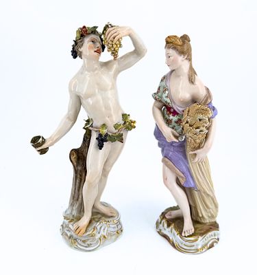 A Pair of Meissen Porcelain Figurines, "Adam and Eve". Height: 20 cm 
Condition: For a detailed 