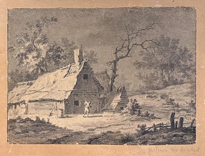 Salomon van Ruisdael (1600-1670). Sepia and Pencil on Paper 
Mounted on Panel 
Signed: Bottom 