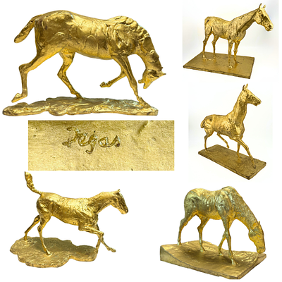Edgar Degas (1834-1917), A Group of Five Horses in 22 Carat Gold-Plated Bronze, Certified by 