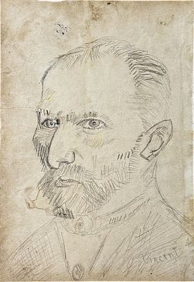 Portrait “in the manner of Van Gogh”, France , late 19th – early 20th century.
. Pencil on paper