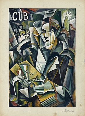 Lyubov Popova (1889–1924), Russia
Portrait of a Philosopher – Cubist Composition. Gouache on