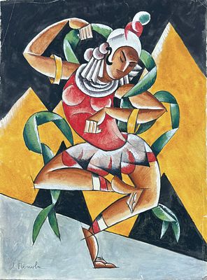 Liubov Popova (1889–1924), Russia, Woman in Costume for a Play
. Pencil and gouache on paper
