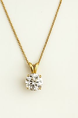14K Gold Necklace with 2.5 Carat Lab-Grown Diamond. Lab-grown diamond pendant, 2.5 carats
14K