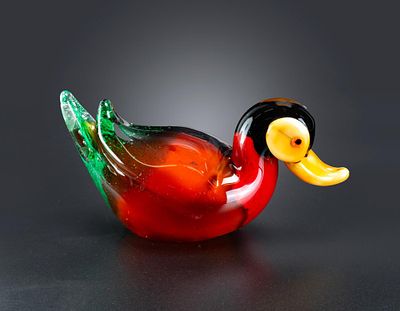 MURANO VINTAGE GLASS HANDMADE FIGURINE IN THE SHAPE OF A DUCK. Height: 8.5 cm
Width: 18 cm