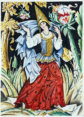 Sergey Chekhonin (1878-1936). Pencil and watercolor on paper 
Signed (lower left) 
Dimensions: 