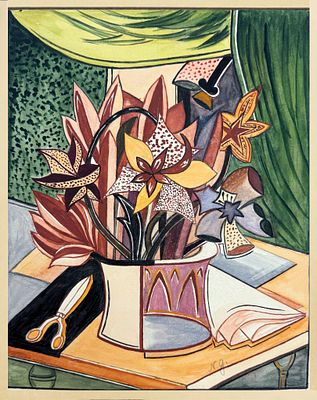 Natalia Goncharova (1881-1962), Still Life. Gouache and pencil on paper 
Signed with initials 