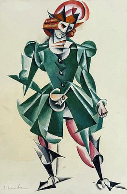 Lyubov Popova (1889-1924), Costume Design for the Theater Production Victory Over the Sun, Russia. 