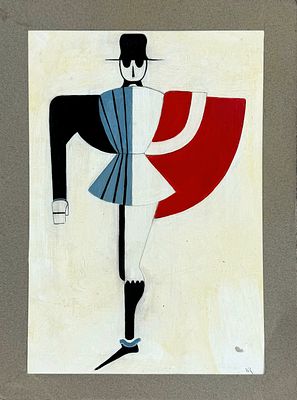 Vilhelm Lundstrom (1893-1950), Denmark, "Art Deco Cubist MATADOR "c.1925. Pencil and oil on wood 
