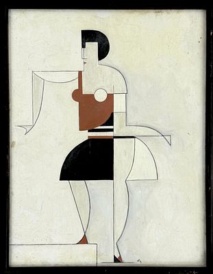 Vilhelm Lundstrom(1893-1950), Denmark
"Art Deco Cubist Dancer"c.1925. Oil on wood 
Signed (lower 