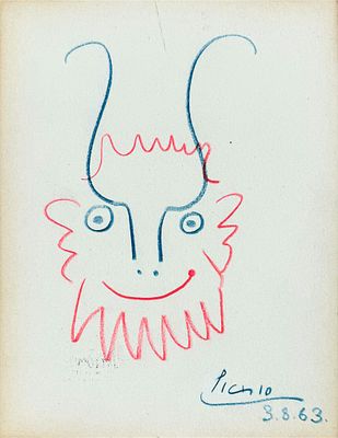 Pablo Picasso (1881-1973), Spain. Pencil on Medora company paper 
03/08/63 
Signed and dated 