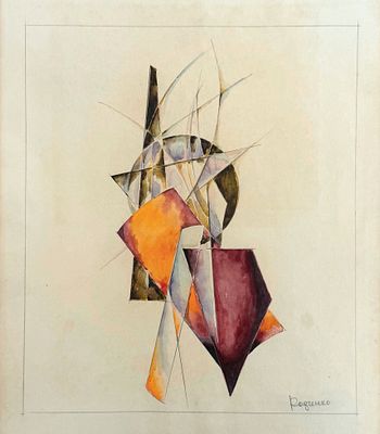 אלכסנדר רודצ'נקו (1891-1956 Alexander Rodchenko), "קומפוזיציה קונסטרוקטיבית". גואש ואקוורל על 