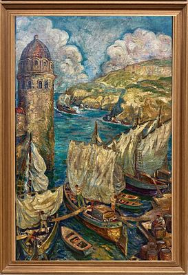 Marie Mela Muter (1876-1967), Port In Collioure. Oil on Canvas 
Signed lower right 