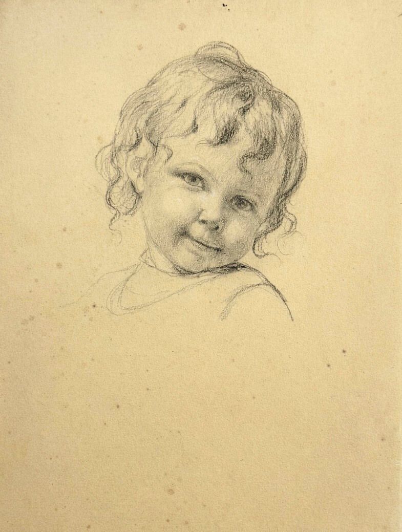 Attributed to Jean-Honore Fragonard (1732-1806), Portrait of a Child. Graphite on t paper 
