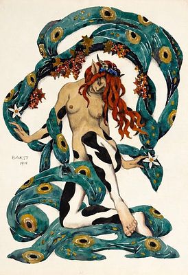 Leon Bakst (1866-1924), Theatrical Costume Design . Pencil and gouache on paper 
Signed lower 