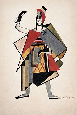 Alexandra Exter (1882-1949), Cubist Figure. Gouache on paper 
Signed lower right 