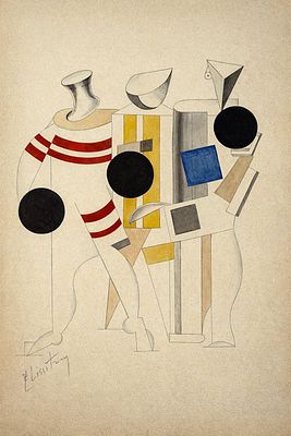 Lazar (El) Lissitzky (1890–1941) "Figures in Constructivist Style”. Gouache and pencil on paper 