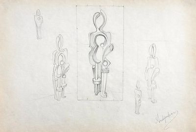 Alexander Archipenko (1887-1964), Figuri Constructiviste. Pencil on Paper 
Signed (bottom right) 