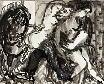 Attributed to Pablo Picasso (1881-1973), France. Ink on paper 
Signed on the reverse 