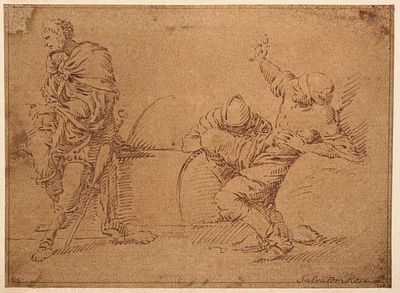 Salvator Rosa (1615-1673), Allegorical Scene. Sepia on paper 
Signed lower right 