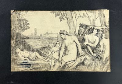 Attributed to Gustave Dor&eacute; (1832–1883), French
Pastoral Scene with Figures. Graphite on paper 