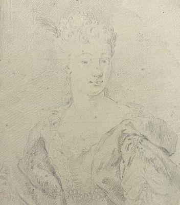 Attributed to Elisabeth Vigee Le Brun (1755 -1842), Portrait Study of a Woman. Sepia on paper 